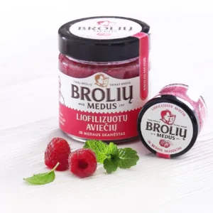 Medus su avietėmis 30g.